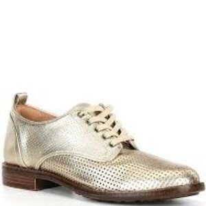 Gold Perforated Women's Oxford Shoes